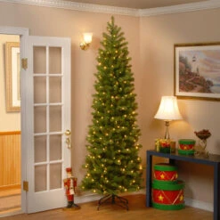 9’ Pre-Lit Downswept Douglas Slim Fir Artificial Christmas Tree - Clear Lights -Optimal Christmas Shop dnat pedd4 392 90 4 93389.1667656806