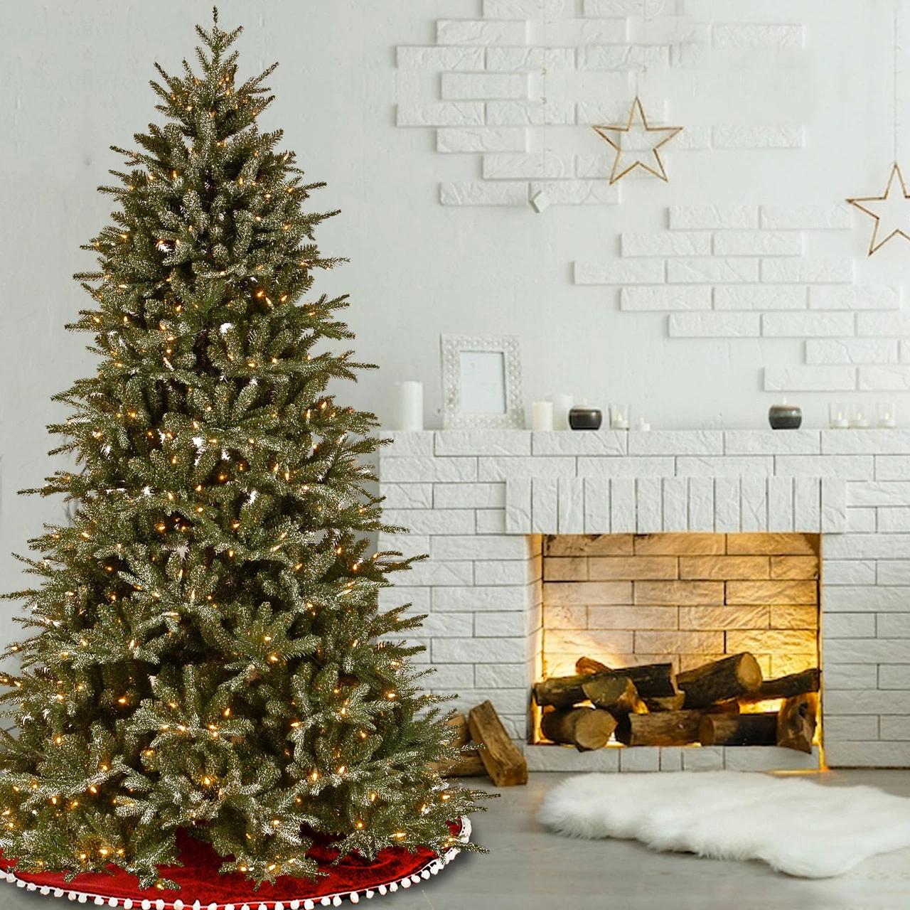 7.5' Pre-Lit Medium Frosted Artificial Christmas Tree - Clear Lights 4 7.5' Pre-Lit Medium Frosted Artificial Christmas Tree - Clear Lights - Image 2
