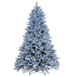 7.5' Pre-Lit Snowy Hamilton Spruce Artificial Christmas Tree, Cool White LED Lights