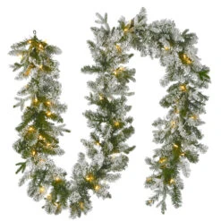 9' X 12" Pre-Lit Iceland Fir Battery Operated Artificial Christmas Garland, Warm White LED Lights