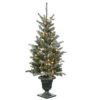 4' Pre-Lit Potted Snowy Morgan Spruce Pencil Artificial Christmas Tree, Clear Lights