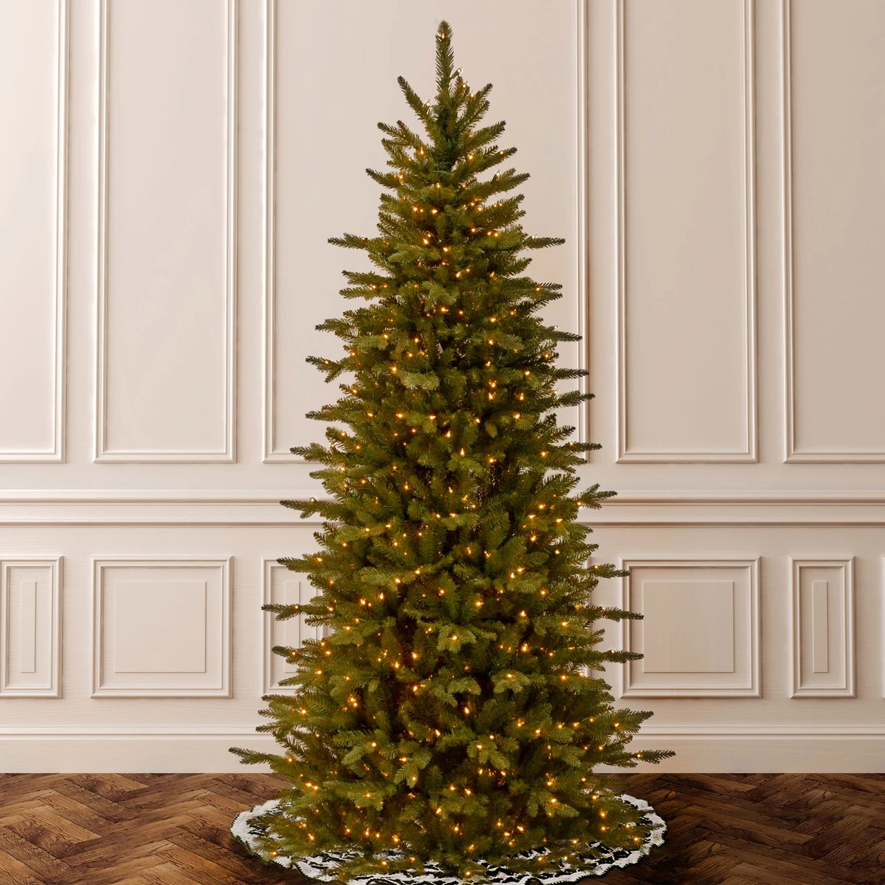 7.5’ Pre-Lit Sierra Spruce Slim Artificial Christmas Tree – Clear Lights 4 7.5’ Pre-Lit Sierra Spruce Slim Artificial Christmas Tree – Clear Lights - Image 2