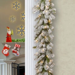 9' X 12" Pre-Lit Snowy Sheffield Spruce Artificial Christmas Garland - Clear Lights -Optimal Christmas Shop dnat pesl3 307 9b 2 18723.1667574296