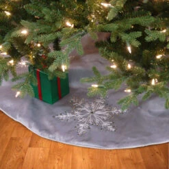 42" Gray And White Snowflake Embroidered Christmas Tree Skirt -Optimal Christmas Shop dnat rac c30910c48 1 3 34093.1667563393