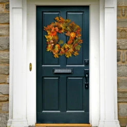 Decorated Maple Leaf Artificial Wreath - 24-Inch 5 Decorated Maple Leaf Artificial Wreath - 24-Inch -Optimal Christmas Shop dnat rahv abn71202 2 49675.1667580409