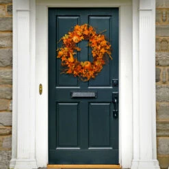 Maple Leaf And Pumpkins Artificial Autumn Wreath - 28-Inch, Unlit -Optimal Christmas Shop dnat rahv lfg31293 2 18798.1667571923