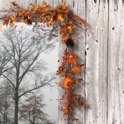 72" Maple Leaf And Pumpkins Artificial Garland – Unlit -Optimal Christmas Shop dnat rahv lfg51870 05 72700.1667642198