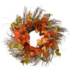 Orange And Green Maple Leaves Artificial Autumn Wreath - 26-Inch, Unlit