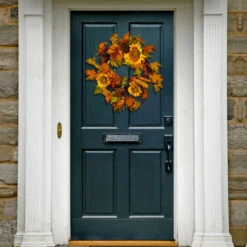 Autumn Sunflower Artificial Wreath - 24-Inch, Unlit -Optimal Christmas Shop dnat rahv w060707a 2 46166.1667646211