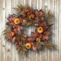 Ivy Vines And Maple Leaves Artificial Thanksgiving Wreath - 24-Inch, Unlit -Optimal Christmas Shop dnat rahv w1611q 1 3 79199.1667576571