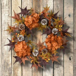 Hydrangea And Maple Leaves Artificial Thanksgiving Wreath - 24-Inch, Unlit -Optimal Christmas Shop dnat rahv w1625q 1 2 26777.1667573712
