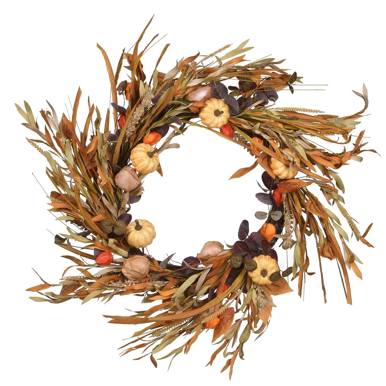 Orange And Brown Harvest Themed Artificial Autumn Wreath - 24-Inch, Unlit 3 Orange And Brown Harvest Themed Artificial Autumn Wreath - 24-Inch, Unlit