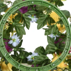 Purple And Yellow Flower Decorated Artificial Wreath - 18-Inch, Unlit -Optimal Christmas Shop dnat ras 44199 1 5 72878.1667532742