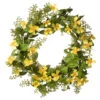 Yellow And Green Cosmos Flowers Artificial Wreath - 22-Inch, Unlit