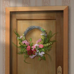 Pink And Green Spring Flower Artificial Wreath - 20-Inch, Unlit -Optimal Christmas Shop dnat ras gfiw4383 1 3 74905.1667564793