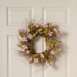 Pink Dogwood Artificial Flower Wreath - 22-Inch -Optimal Christmas Shop dnat ras sam6309 4 98504.1667530501