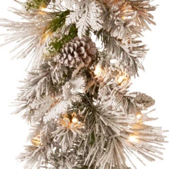 9' X 12" Pre-Lit Snowy Bedford Battery Operated Pine Artificial Christmas Garland - Warm White LED Lights -Optimal Christmas Shop dnat sbe1 308 9b b1 3 41849.1667575753