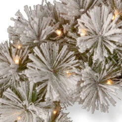 24” Pre-Lit Snowy Bristle Pine Wreath With Battery Operated Warm White LED Lights -Optimal Christmas Shop dnat snp1 307 24w b1 3 53135.1667656793