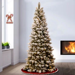 7.5’ Pre-Lit Snowy Westwood Pine Artificial Christmas Tree - Clear Lights -Optimal Christmas Shop dnat swp3 304 75 2 91967.1667656795