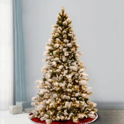7.5' Pre-Lit Snowy Westwood Pine Flocked Artificial Christmas Tree - Clear Lights -Optimal Christmas Shop dnat swp3 307 75 2 01959.1667576078