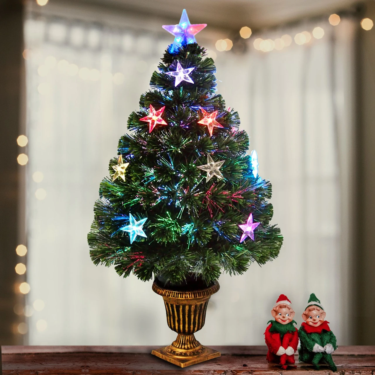3' Pre-Lit Potted Pine Medium Artificial Christmas Tree – Multi Color Lights 4 3' Pre-Lit Potted Pine Medium Artificial Christmas Tree – Multi Color Lights - Image 2
