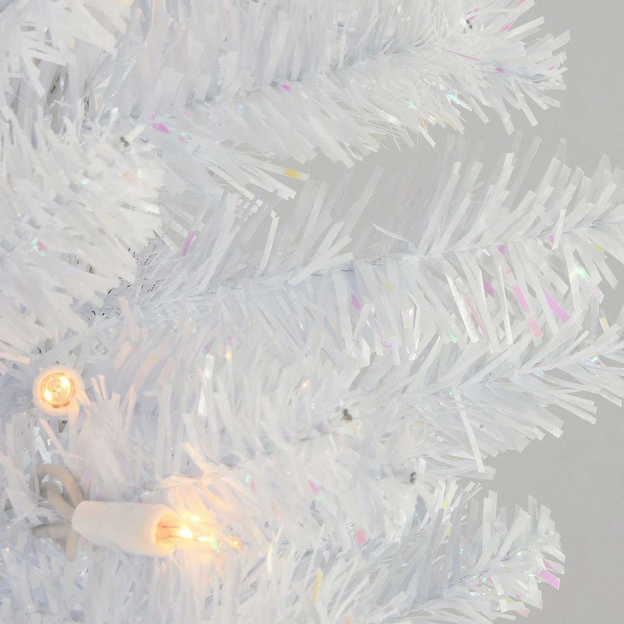 7' Pre-Lit White Iridescent Tinsel Artificial Christmas Tree - Clear Lights 4 7' Pre-Lit White Iridescent Tinsel Artificial Christmas Tree - Clear Lights - Image 2