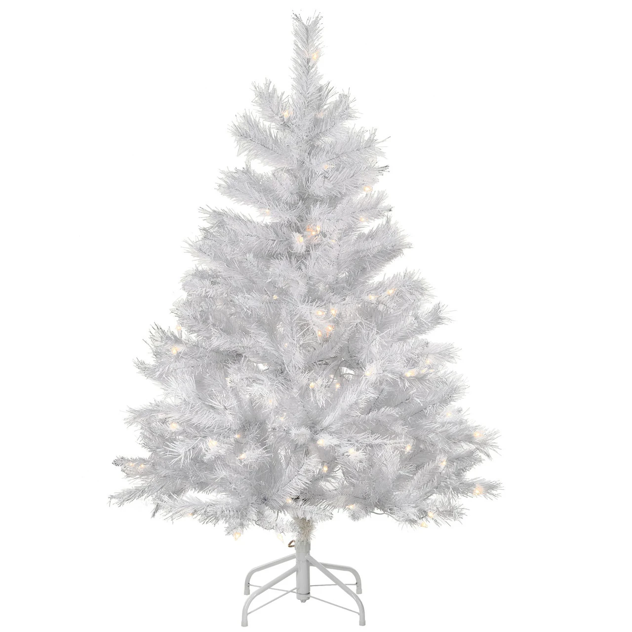 4.5' Pre-Lit White Medium Winchester Pine Artificial Christmas Tree - Clear Lights 3 4.5' Pre-Lit White Medium Winchester Pine Artificial Christmas Tree - Clear Lights