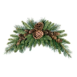 36" Green And Brown Traditional Pine Cone Christmas Swag - Unlit