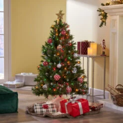 4.5' Pre-Lit Full Mixed Spruce Artificial Christmas Tree With Frosted Branches - Multicolor Lights -Optimal Christmas Shop dnhhf 307367 2 54087.1667678360