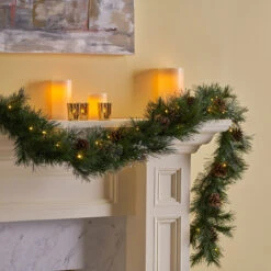 9' X 10" Pre-Lit Cashmere Pine Artificial Christmas Garland - Warm White LED Lights 15 9' X 10" Pre-Lit Cashmere Pine Artificial Christmas Garland - Warm White LED Lights -Optimal Christmas Shop dnhhf 307394 7 09702.1667487241