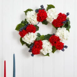 Blueberries And Geranium Artificial Wreath, 21-Inch, Unlit -Optimal Christmas Shop dnnl204324 2 00447.1681814496