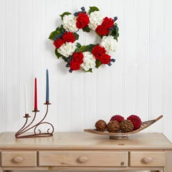 Blueberries And Geranium Artificial Wreath, 21-Inch, Unlit -Optimal Christmas Shop dnnl204324 3 70974.1681814497