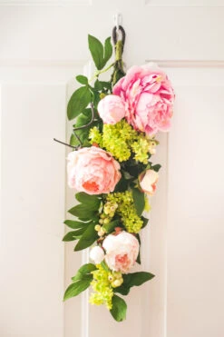24" Peony And Hydrangea Artificial Spring Teardrop Swag - Unlit -Optimal Christmas Shop dnnl204540 4 72847.1681814456