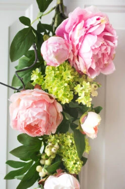 24" Peony And Hydrangea Artificial Spring Teardrop Swag - Unlit -Optimal Christmas Shop dnnl204540 5 24957.1681814456