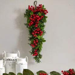 26" Artificial Berry Boxwood Flower Teardrop -Optimal Christmas Shop dnnl204562 5 78360.1681814413