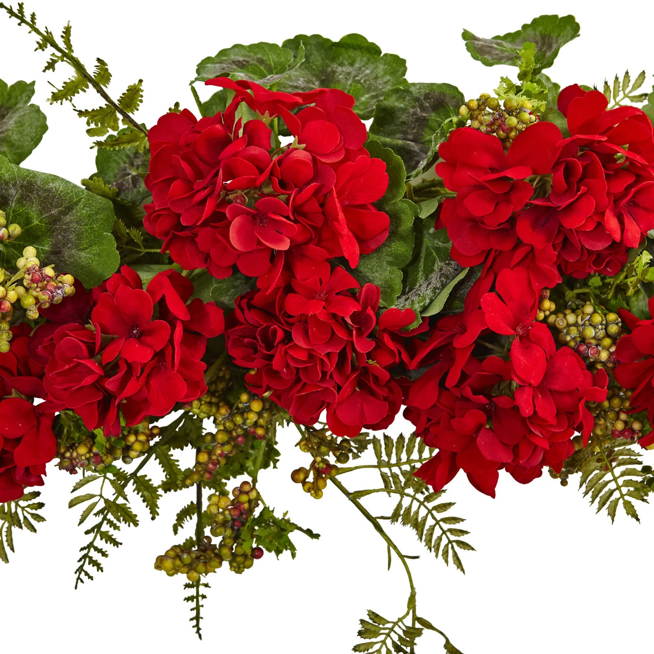 2.5' Geranium And Berry Artificial Christmas Swag, Unlit 4 2.5' Geranium And Berry Artificial Christmas Swag, Unlit - Image 2