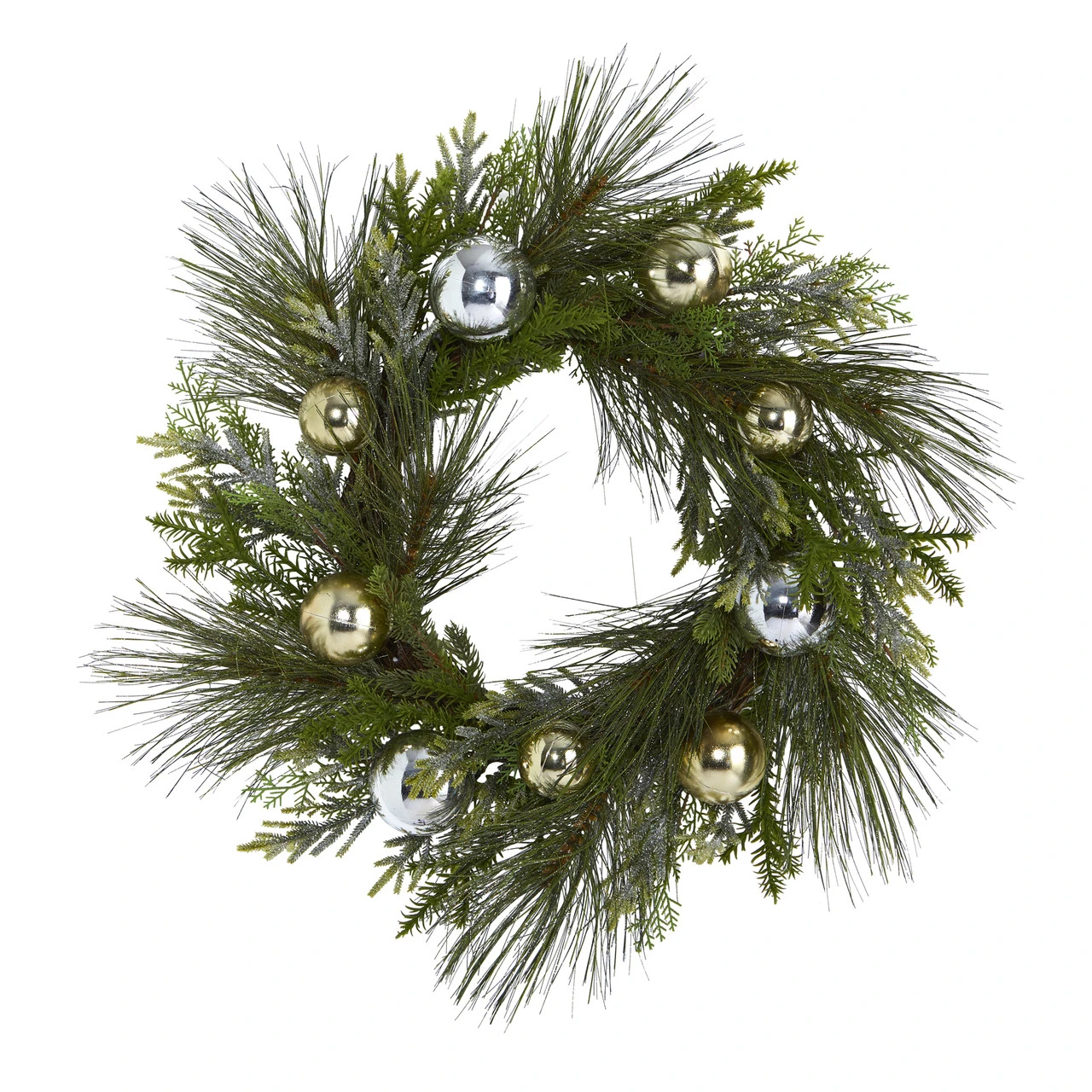 Sparkling Pine With Decorative Ornaments Artificial Christmas Wreath, 26-Inch, Unlit 3 Sparkling Pine With Decorative Ornaments Artificial Christmas Wreath, 26-Inch, Unlit