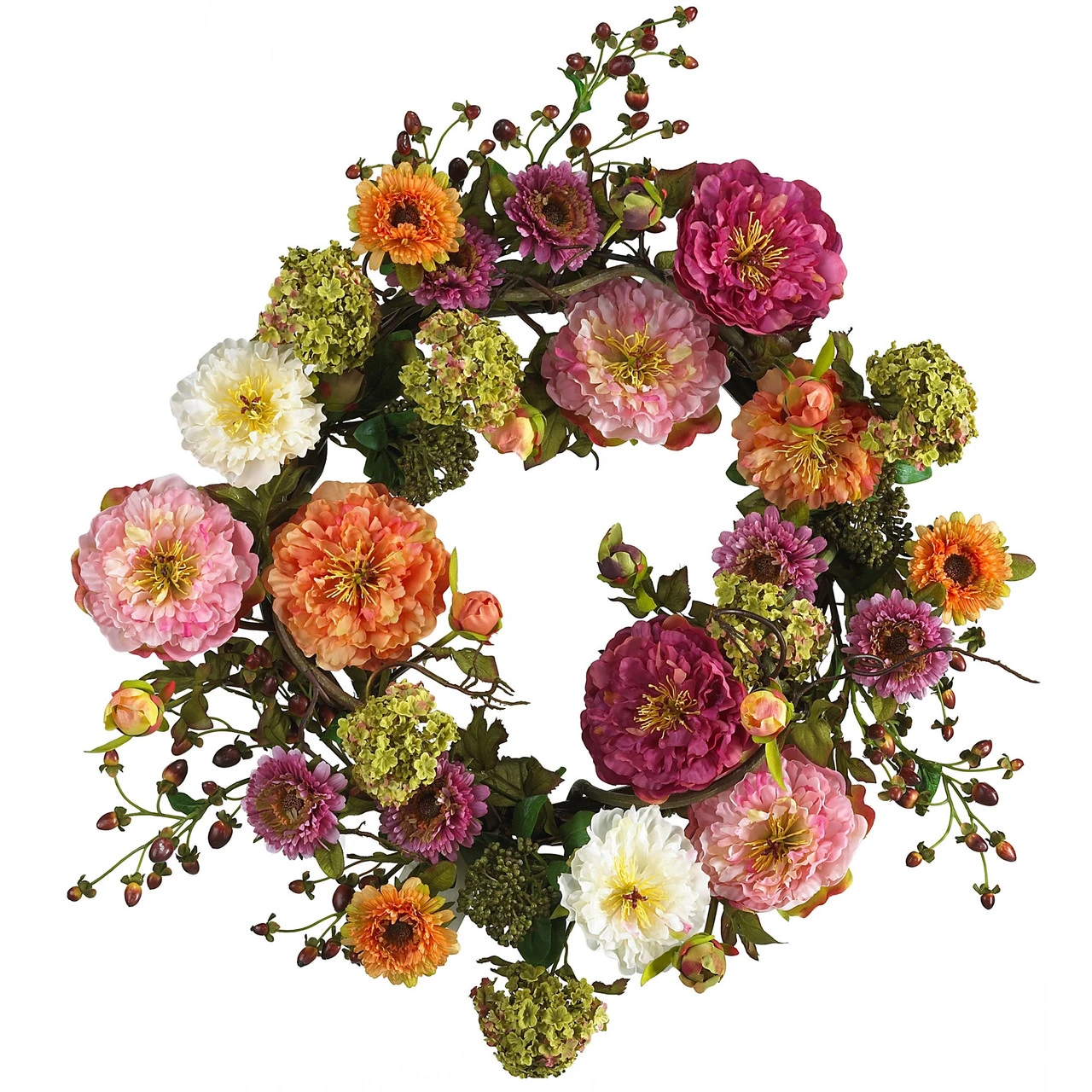 Pink Peony Spring Floral Wreath, 24-Inch 3 Pink Peony Spring Floral Wreath, 24-Inch