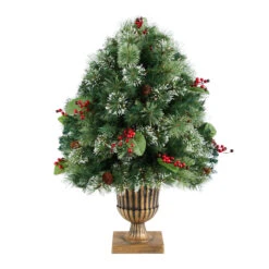 3' Pre-Lit Frosted Pine Artificial Outdoor Christmas Tree, Warm Clear LED Lights -Optimal Christmas Shop dnnl20p1811 4 86426.1681393605