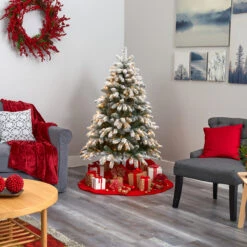 5’ Pre-Lit Flocked South Carolina Artificial Christmas Tree, Clear LED Lights -Optimal Christmas Shop dnnl20t1875 3 88135.1681393420