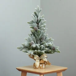 2' Potted Flocked Artificial Christmas Tree With Pinecones, Unlit -Optimal Christmas Shop dnnl20t1986 4 40791.1681393425