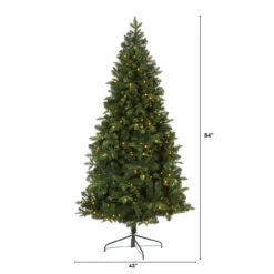 7’ Pre-Lit Grand Teton Artificial Half Wall Christmas Tree, Clear LED Lights -Optimal Christmas Shop dnnl20t2001 4 49718.1680198124