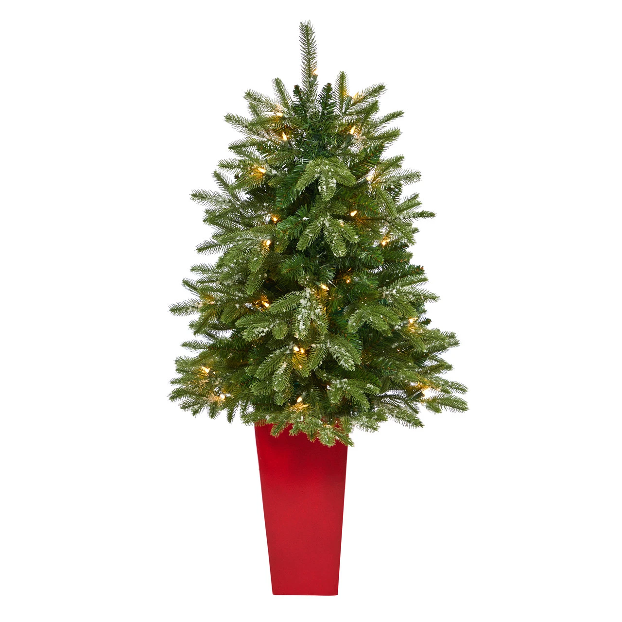 3.5' Pre-Lit Potted Snowed Teton Fir Artificial Christmas Tree, Clear Lights 3 3.5' Pre-Lit Potted Snowed Teton Fir Artificial Christmas Tree, Clear Lights