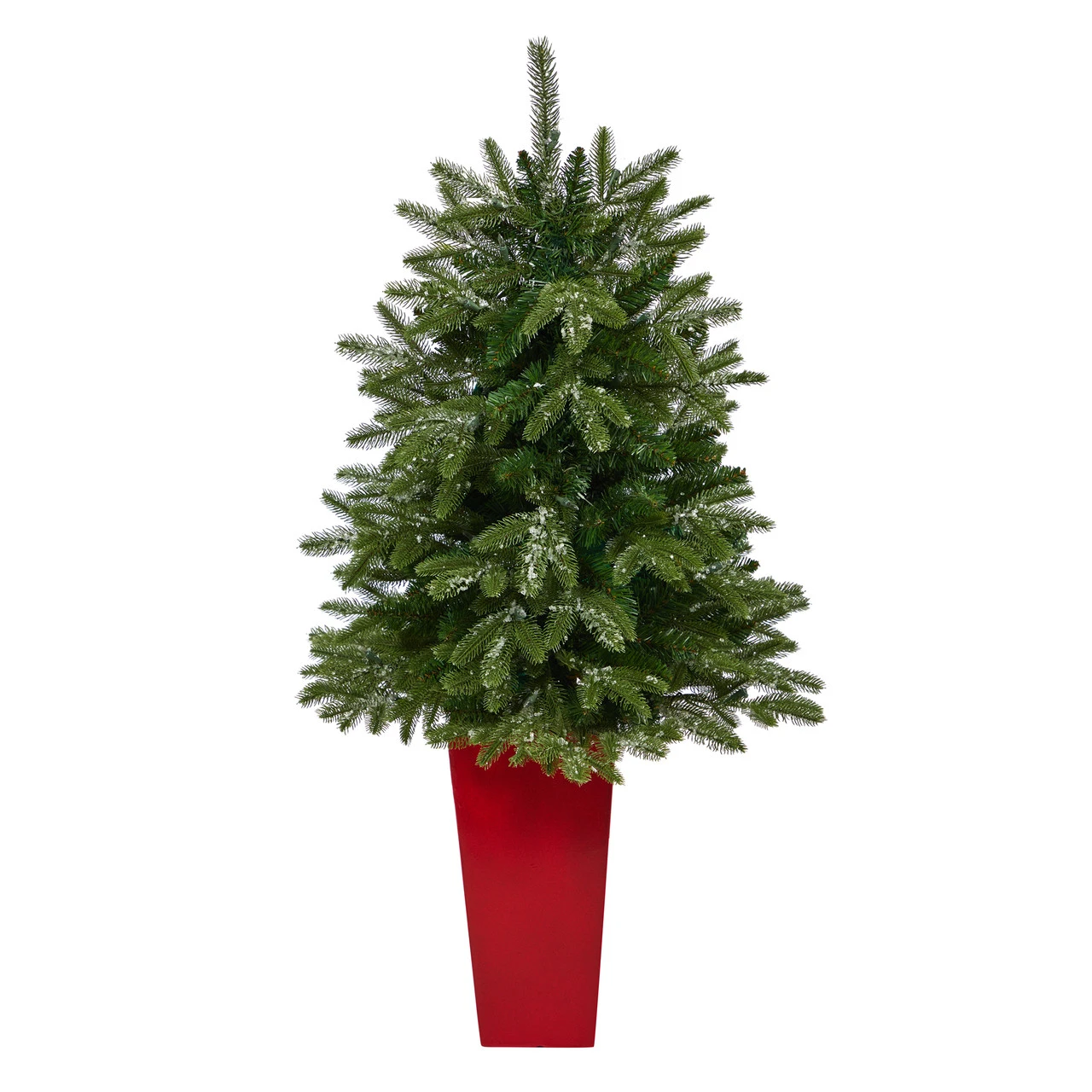 3.5' Pre-Lit Potted Snowed Teton Fir Artificial Christmas Tree, Clear Lights 4 3.5' Pre-Lit Potted Snowed Teton Fir Artificial Christmas Tree, Clear Lights - Image 2