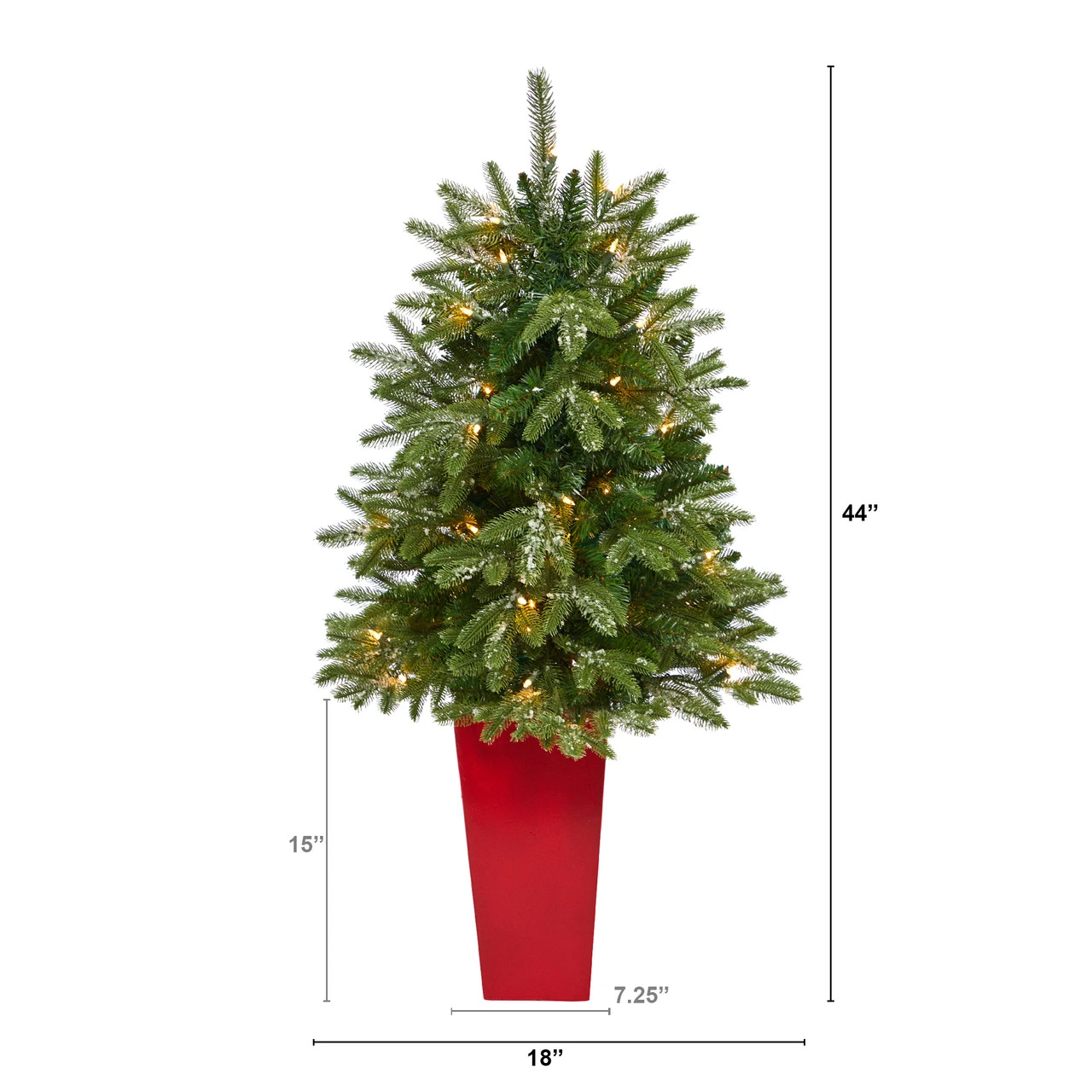 3.5' Pre-Lit Potted Snowed Teton Fir Artificial Christmas Tree, Clear Lights 5 3.5' Pre-Lit Potted Snowed Teton Fir Artificial Christmas Tree, Clear Lights - Image 3