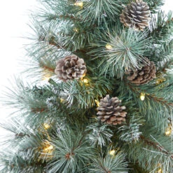 3.5’ Pre-Lit Potted Columbia Pine Artificial Christmas Tree, Clear Lights -Optimal Christmas Shop dnnl20t2275 4 13274.1681023937