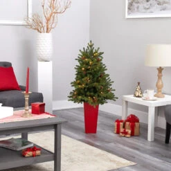 3.5’ Pre-Lit Potted Yukon Mountain Fir Artificial Christmas Tree, Clear Lights -Optimal Christmas Shop dnnl20t2290 3 17307.1681393464