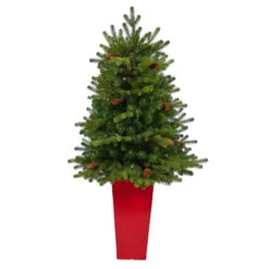 3.5’ Pre-Lit Potted Yukon Mountain Fir Artificial Christmas Tree, Clear Lights -Optimal Christmas Shop dnnl20t2290 4 47133.1681393465