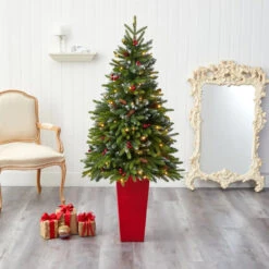 5' Pre-Lit Potted Snow Tipped Mini Artificial Christmas Tree, Clear LED Lights 11 5' Pre-Lit Potted Snow Tipped Mini Artificial Christmas Tree, Clear LED Lights -Optimal Christmas Shop dnnl20t2311 2 03054.1680557246