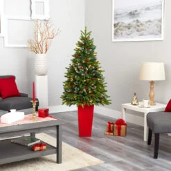 5' Pre-Lit Potted Snow Tipped Mini Artificial Christmas Tree, Clear LED Lights 12 5' Pre-Lit Potted Snow Tipped Mini Artificial Christmas Tree, Clear LED Lights -Optimal Christmas Shop dnnl20t2311 3 13007.1680557246